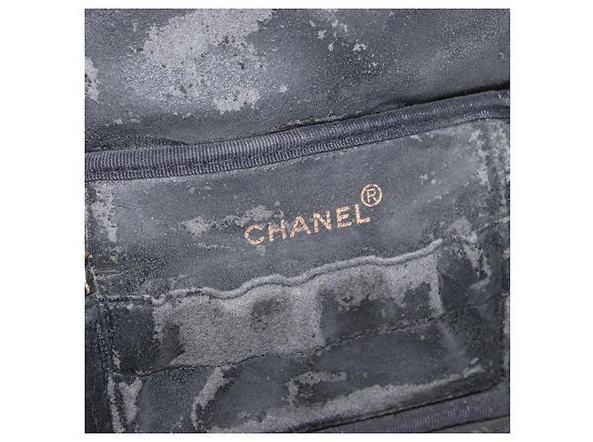 CHANEL COCO Marca Vanity Borsa a Mano Pelle Caviar Nera Oro CC Auth 178691 Nero D'oro - vista 15