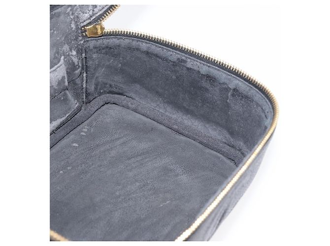 CHANEL COCO Marca Vanity Borsa a Mano Pelle Caviar Nera Oro CC Auth 178691 Nero D'oro - vista 18