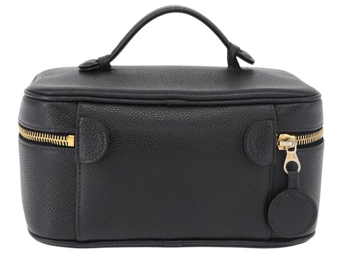 CHANEL COCO Marca Vanity Borsa a Mano Pelle Caviar Nera Oro CC Auth 178691 Nero D'oro - vista 3