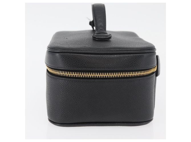 CHANEL COCO Marca Vanity Borsa a Mano Pelle Caviar Nera Oro CC Auth 178691 Nero D'oro - vista 4