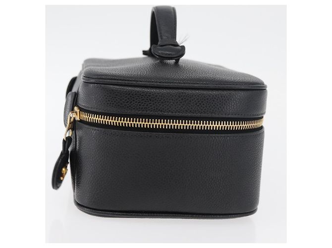 CHANEL COCO Marca Vanity Borsa a Mano Pelle Caviar Nera Oro CC Auth 178691 Nero D'oro - vista 5