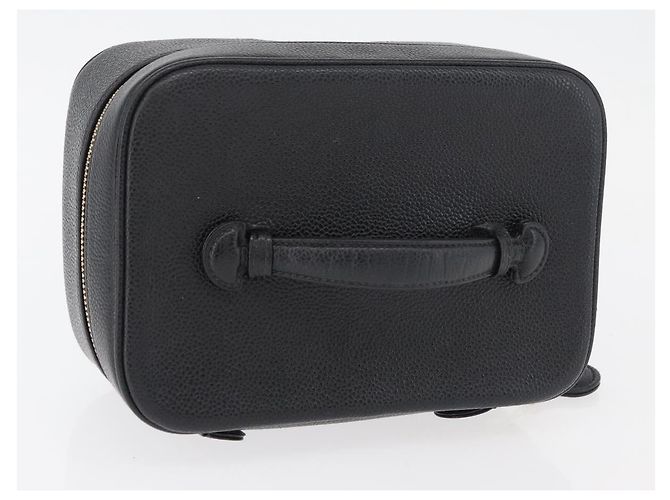 CHANEL COCO Marca Vanity Borsa a Mano Pelle Caviar Nera Oro CC Auth 178691 Nero D'oro - vista 6