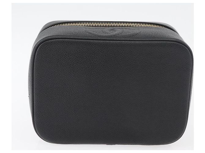 CHANEL COCO Marca Vanity Borsa a Mano Pelle Caviar Nera Oro CC Auth 178691 Nero D'oro - vista 9