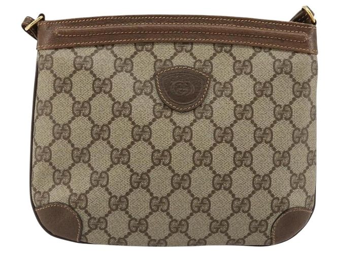 Gucci Borsa a Spalla GG Supreme PVC Beige Oro Auth 177800 D'oro - vista 2