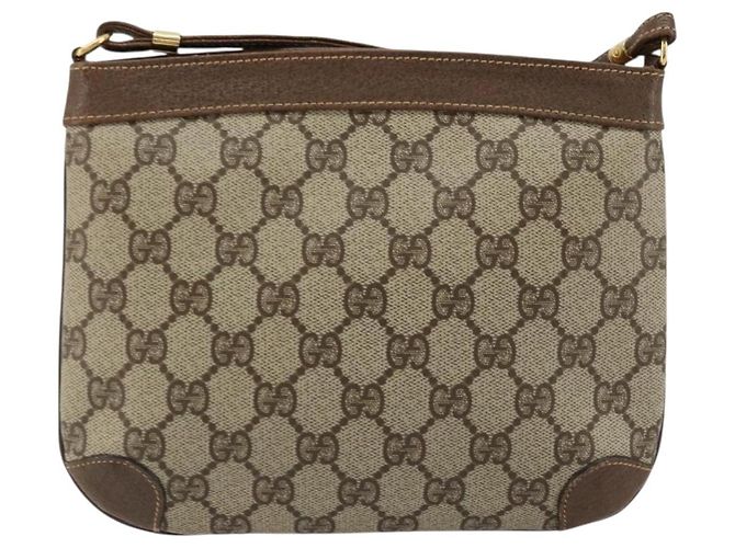 Gucci Borsa a Spalla GG Supreme PVC Beige Oro Auth 177800 D'oro - vista 3