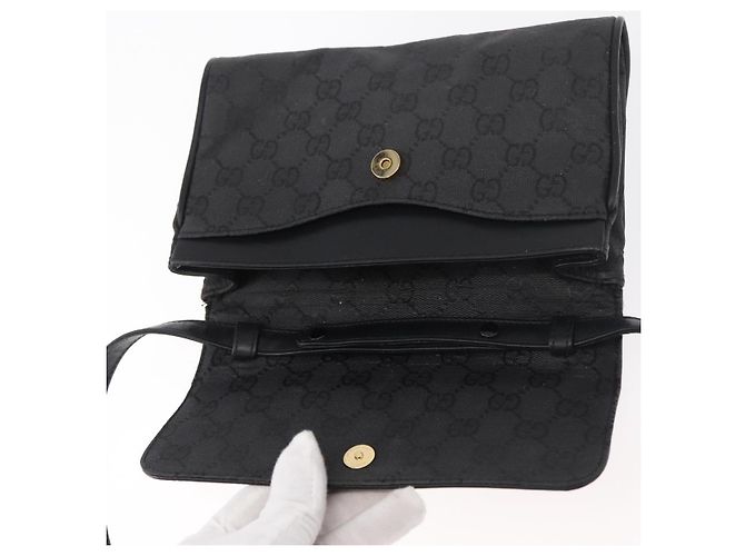 Borsa a Spalla GG Canvas Gucci Nera Oro 004 904 0198 Auth 177480 Nero D'oro - vista 14