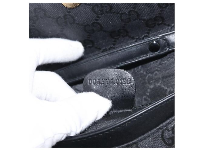 Borsa a Spalla GG Canvas Gucci Nera Oro 004 904 0198 Auth 177480 Nero D'oro - vista 21