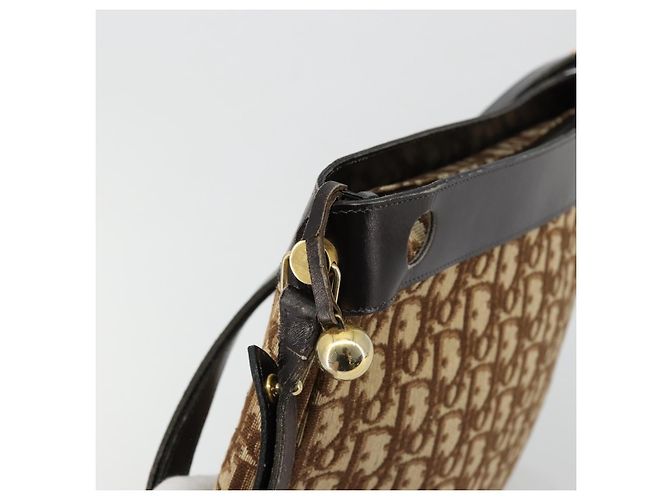 Christian Dior Trotter Canvas Schultertasche Braun Gold Auth 178175 Golden - Ansicht 14