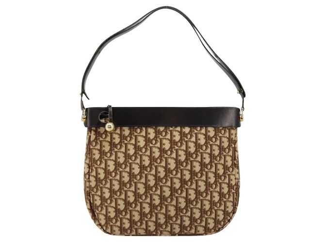 Christian Dior Trotter Canvas Schultertasche Braun Gold Auth 178175 Golden - Ansicht 2