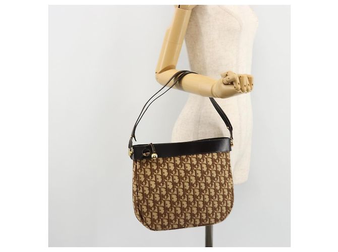 Christian Dior Trotter Canvas Schultertasche Braun Gold Auth 178175 Golden - Ansicht 20