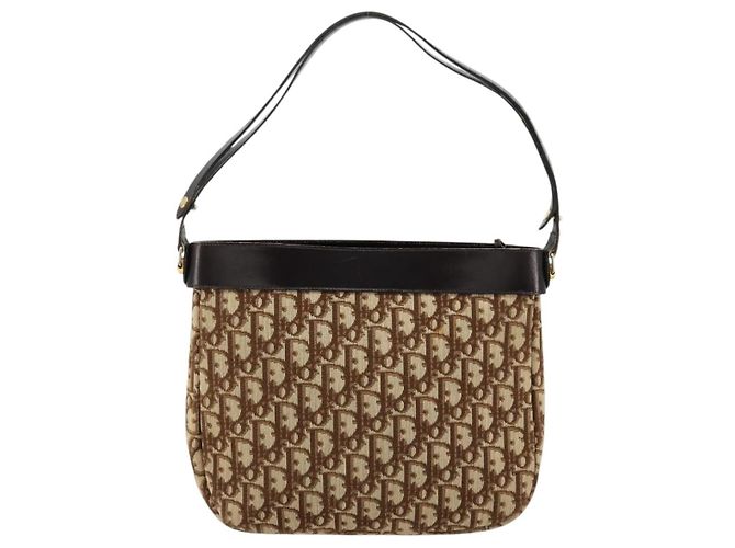 Christian Dior Trotter Canvas Schultertasche Braun Gold Auth 178175 Golden - Ansicht 3