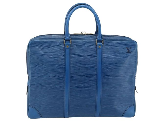 LOUIS VUITTON Epi Porta Documenti da Viaggio Borsa Business Blu M41144 LV Auth 178528 - vista 13