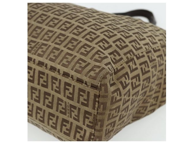 Borsa a mano in tela Zucca FENDI nera e marrone Auth 175118 Nero - vista 10