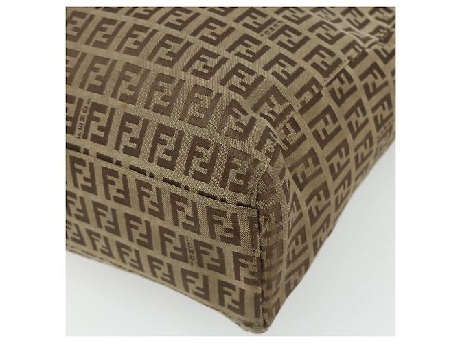 Borsa a mano in tela Zucca FENDI nera e marrone Auth 175118 Nero - vista 12