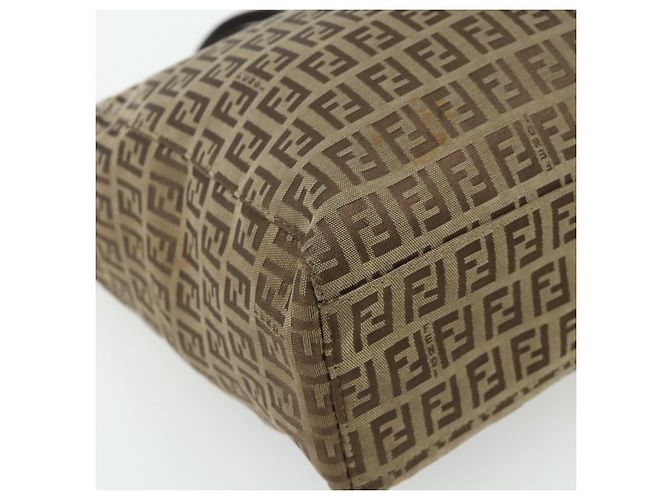 Borsa a mano in tela Zucca FENDI nera e marrone Auth 175118 Nero - vista 13