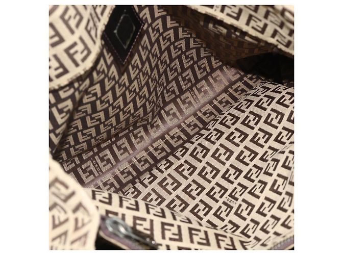 Borsa a mano in tela Zucca FENDI nera e marrone Auth 175118 Nero - vista 16