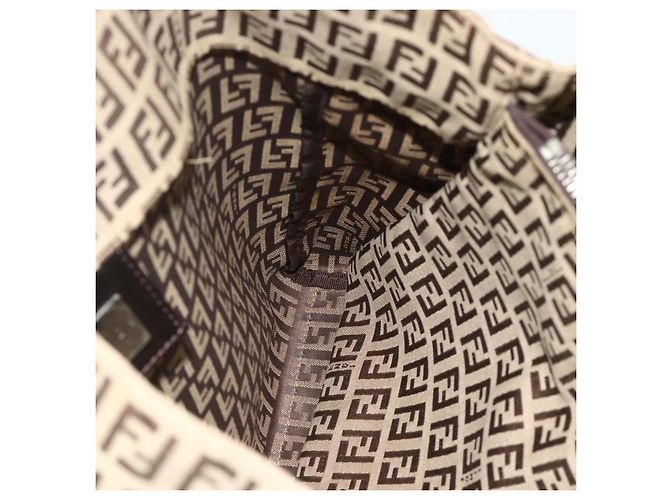 Borsa a mano in tela Zucca FENDI nera e marrone Auth 175118 Nero - vista 17