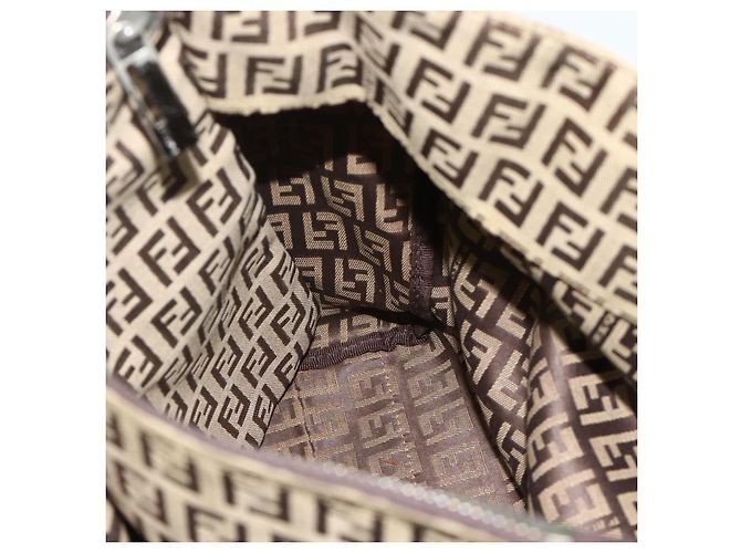 Borsa a mano in tela Zucca FENDI nera e marrone Auth 175118 Nero - vista 18
