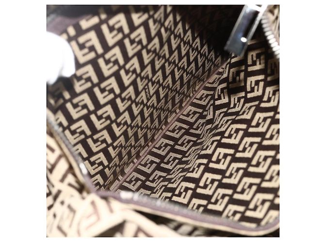 Borsa a mano in tela Zucca FENDI nera e marrone Auth 175118 Nero - vista 20