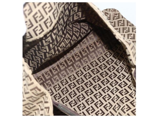 Borsa a mano in tela Zucca FENDI nera e marrone Auth 175118 Nero - vista 21