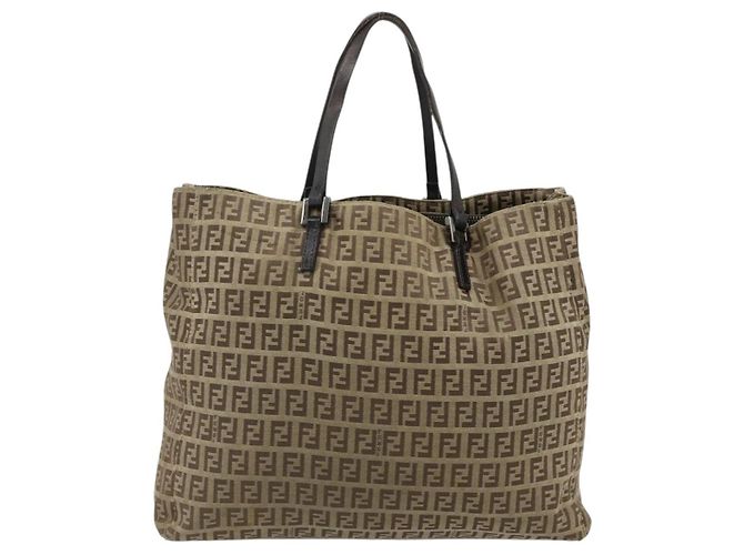 Borsa a mano in tela Zucca FENDI nera e marrone Auth 175118 Nero - vista 3