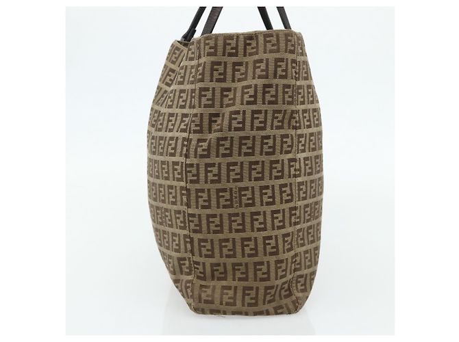 Borsa a mano in tela Zucca FENDI nera e marrone Auth 175118 Nero - vista 4
