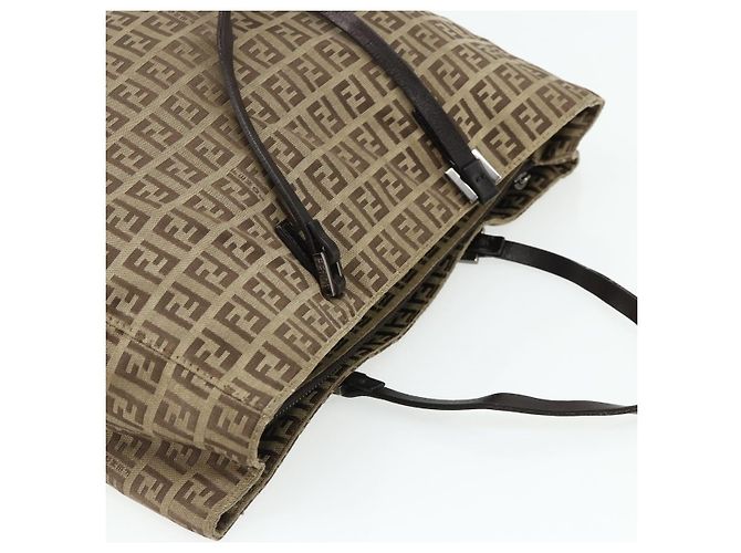 Borsa a mano in tela Zucca FENDI nera e marrone Auth 175118 Nero - vista 6
