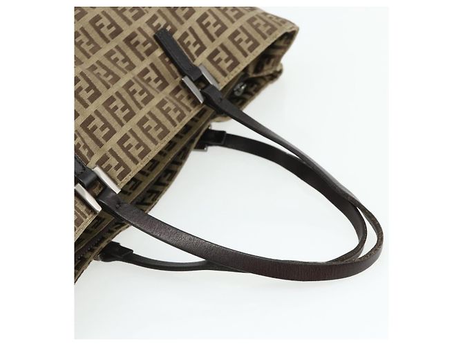 Borsa a mano in tela Zucca FENDI nera e marrone Auth 175118 Nero - vista 7