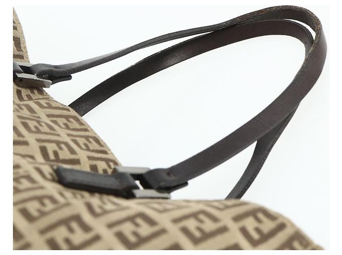 Borsa a mano in tela Zucca FENDI nera e marrone Auth 175118 Nero - vista 8