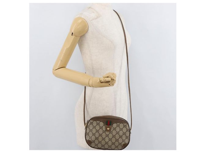 Borsa Sherry Line GG Supreme Web di GUCCI in PVC beige e oro 89 02 066 Auth 178969 D'oro - vista 21