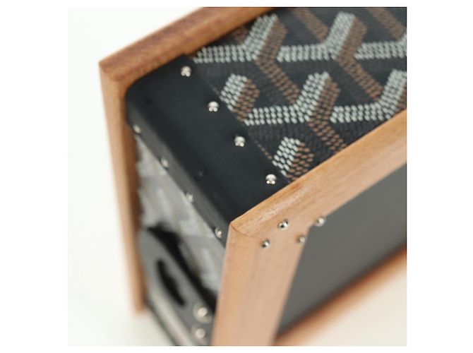 Cuenco de comida GOYARD de PVC marrón con diseño de espiga Auth 177113SV - vista 10