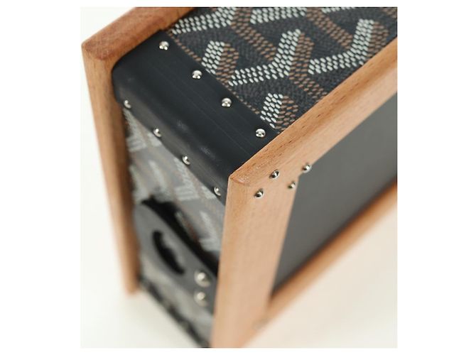 Cuenco de comida GOYARD de PVC marrón con diseño de espiga Auth 177113SV - vista 12