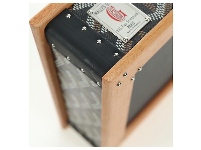 Cuenco de comida GOYARD de PVC marrón con diseño de espiga Auth 177113SV - vista 13