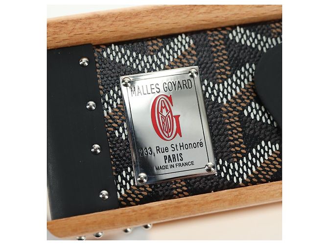 Cuenco de comida GOYARD de PVC marrón con diseño de espiga Auth 177113SV - vista 15