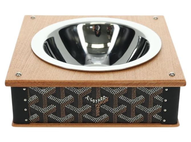 Cuenco de comida GOYARD de PVC marrón con diseño de espiga Auth 177113SV - vista 2