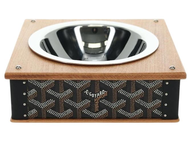 Cuenco de comida GOYARD de PVC marrón con diseño de espiga Auth 177113SV - vista 3