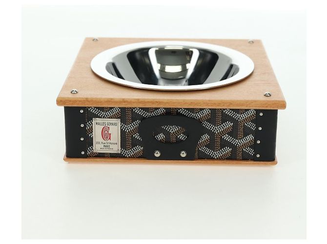 Cuenco de comida GOYARD de PVC marrón con diseño de espiga Auth 177113SV - vista 4