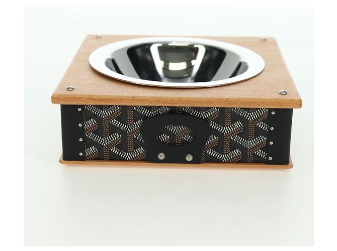 Cuenco de comida GOYARD de PVC marrón con diseño de espiga Auth 177113SV - vista 5