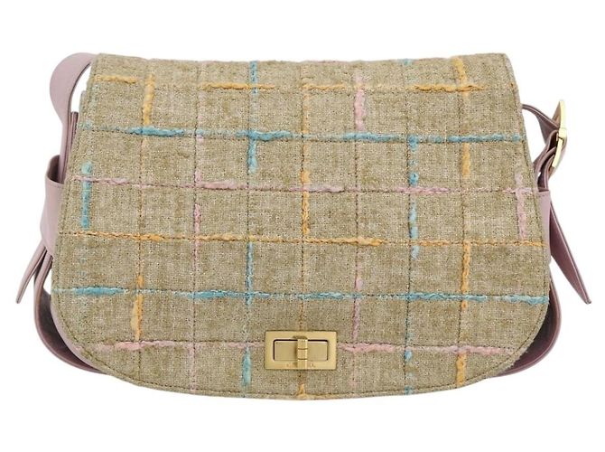 CHANEL 2.55 Schultertasche Tweed Rosa Gold CC Auth 179020SAV Pink Golden - Ansicht 2
