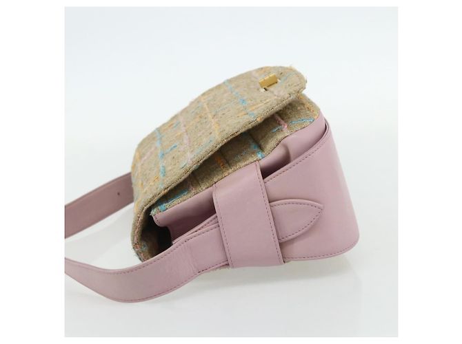 CHANEL 2.55 Schultertasche Tweed Rosa Gold CC Auth 179020SAV Pink Golden - Ansicht 4