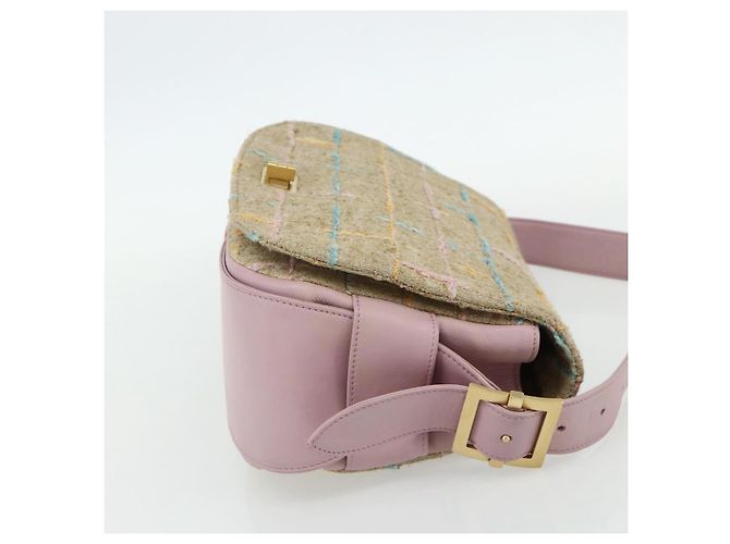 CHANEL 2.55 Schultertasche Tweed Rosa Gold CC Auth 179020SAV Pink Golden - Ansicht 5