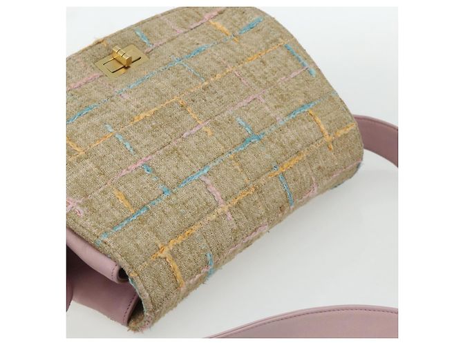 CHANEL 2.55 Schultertasche Tweed Rosa Gold CC Auth 179020SAV Pink Golden - Ansicht 6