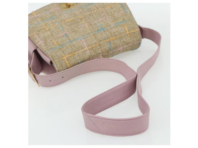 CHANEL 2.55 Schultertasche Tweed Rosa Gold CC Auth 179020SAV Pink Golden - Ansicht 7