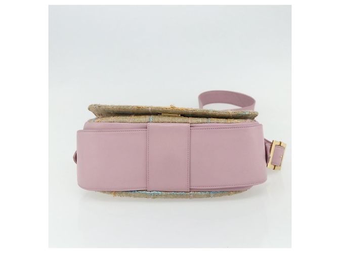 CHANEL 2.55 Schultertasche Tweed Rosa Gold CC Auth 179020SAV Pink Golden - Ansicht 9
