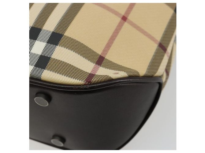 Bolso de mano de PVC cuero beige con estampado Nova Check de BURBERRY Auth BA12421 - vista 10