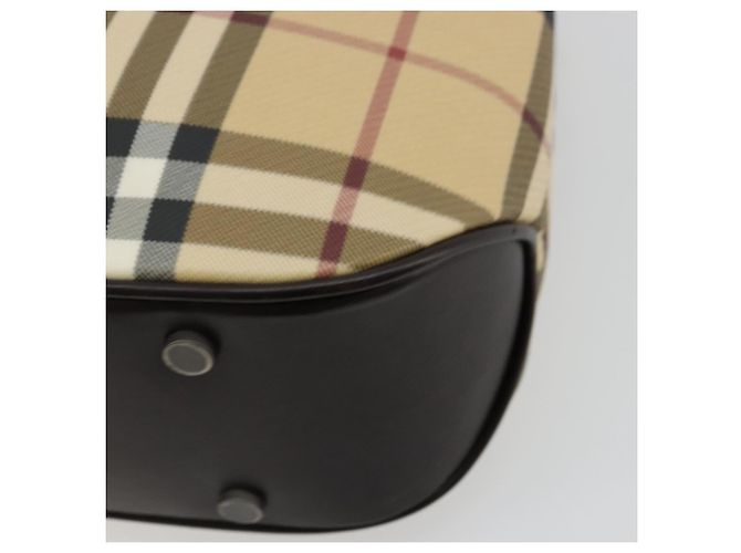 Bolso de mano de PVC cuero beige con estampado Nova Check de BURBERRY Auth BA12421 - vista 12