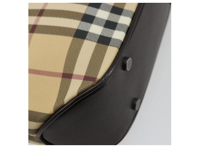 Bolso de mano de PVC cuero beige con estampado Nova Check de BURBERRY Auth BA12421 - vista 13