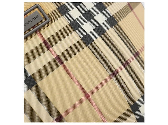 Bolso de mano de PVC cuero beige con estampado Nova Check de BURBERRY Auth BA12421 - vista 15