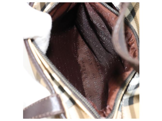 Bolso de mano de PVC cuero beige con estampado Nova Check de BURBERRY Auth BA12421 - vista 17