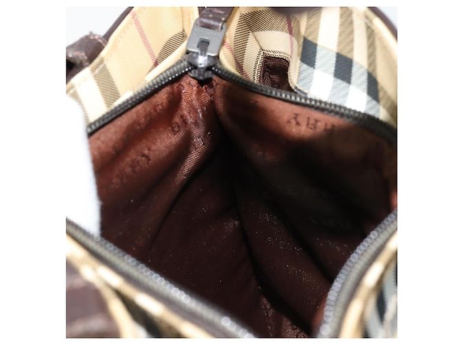 Bolso de mano de PVC cuero beige con estampado Nova Check de BURBERRY Auth BA12421 - vista 18